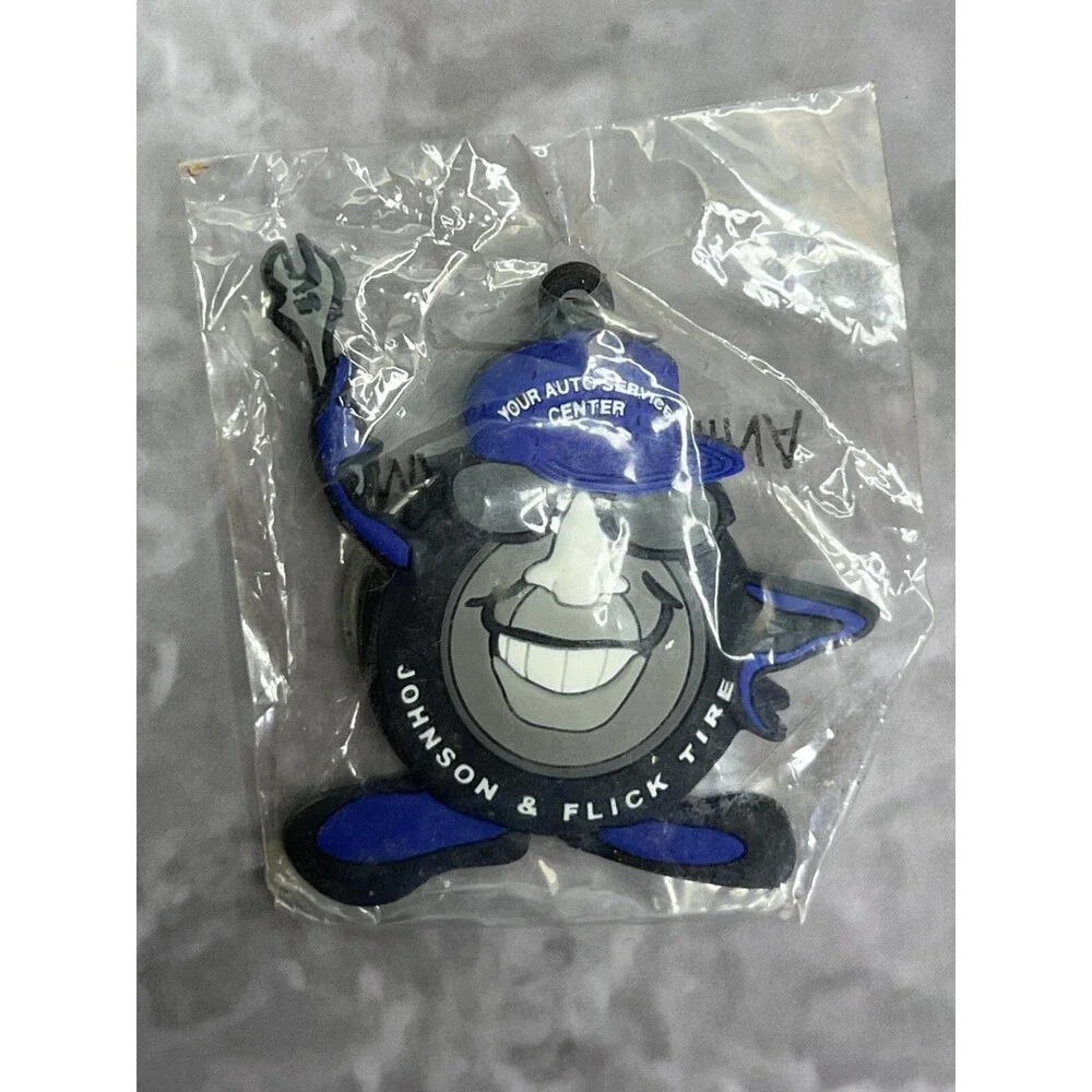 Johnson & Flick Tire Auto Repair Shop Erie Pennsylvania Vintage Keychain Keyring